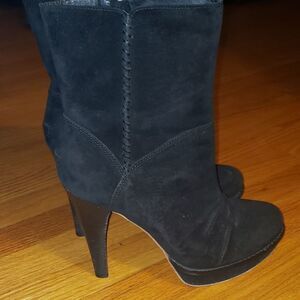 UGG Black Leather heeled boots